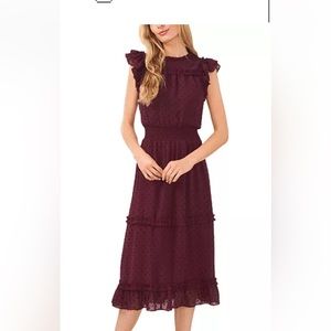 Ruffled Flutter Sleeve Midi Dress